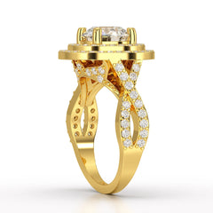 3 CT Round Cut Layered Halo Lab Diamond Ring