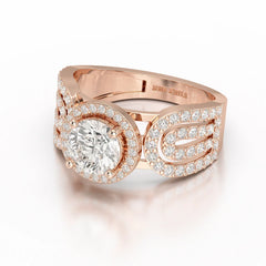1.72 CT Halo Round Cut Lab Diamond Ring