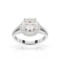 1.71 CT Round Cut Halo Lab Diamond Ring