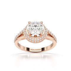 1.71 CT Round Cut Halo Lab Diamond Ring