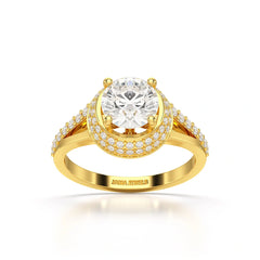 1.71 CT Round Cut Halo Lab Diamond Ring