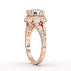 1.71 CT Round Cut Halo Lab Diamond Ring