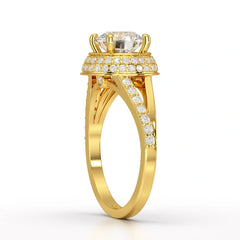 1.71 CT Round Cut Halo Lab Diamond Ring