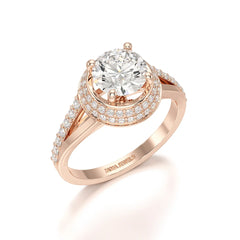 1.71 CT Round Cut Halo Lab Diamond Ring