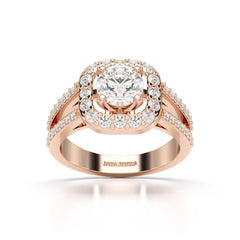 1.72 CT Round Cut Halo Lab Diamond Ring