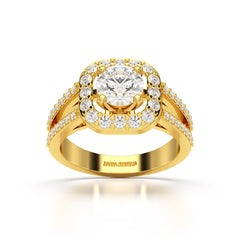 1.72 CT Round Cut Halo Lab Diamond Ring