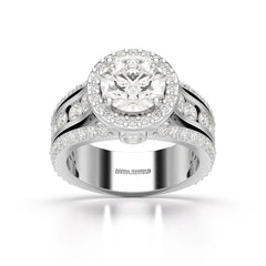 3.78 CT Round Cut Halo Lab Diamond Ring