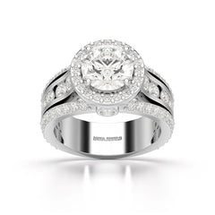 3.68 CT Round Cut Halo Lab Diamond Ring
