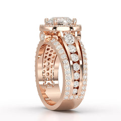 3.78 CT Round Cut Halo Lab Diamond Ring