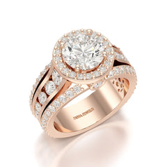 3.78 CT Round Cut Halo Lab Diamond Ring
