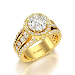 3.78 CT Round Cut Halo Lab Diamond Ring