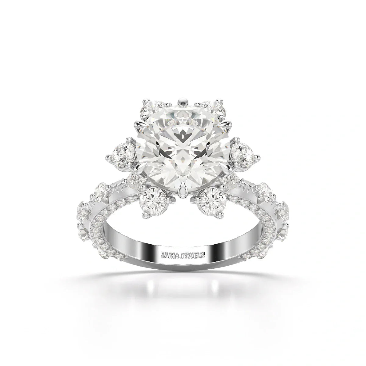 4.61 CT Round Cut Flower Halo Lab Diamond Ring