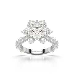 4.61 CT Round Cut Flower Halo Lab Diamond Ring