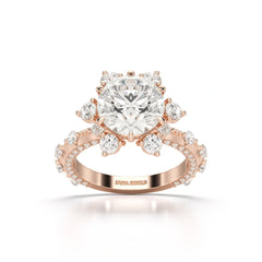 4.61 CT Round Cut Flower Halo Lab Diamond Ring