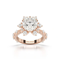 4.61 CT Round Cut Flower Halo Lab Diamond Ring