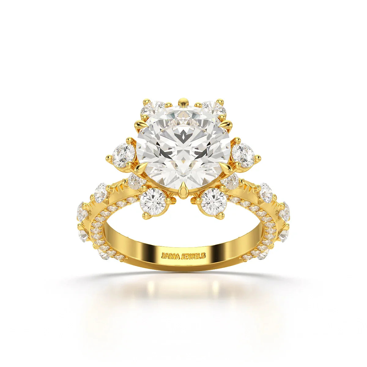 4.61 CT Round Cut Flower Halo Lab Diamond Ring