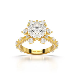 4.61 CT Round Cut Flower Halo Lab Diamond Ring