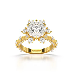 4.61 CT Round Cut Flower Halo Lab Diamond Ring