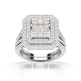 1.94 CT Baguette Cut Layered Halo Lab Diamond Ring