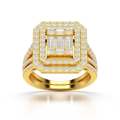 1.94 CT Baguette Cut Layered Halo Lab Diamond Ring