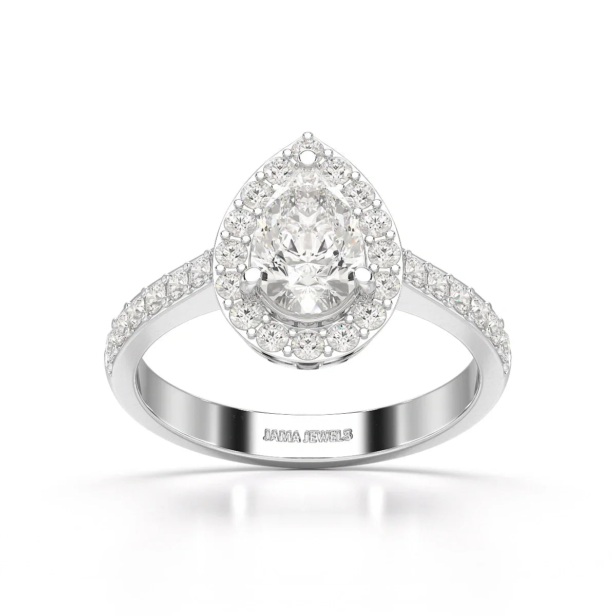 2.24 CT Pear Cut Halo Lab Diamond Ring