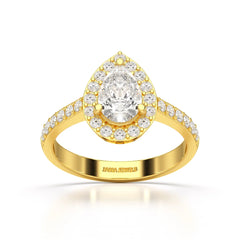 2.24 CT Pear Cut Halo Lab Diamond Ring