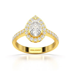 2.24 CT Pear Cut Halo Lab Diamond Ring