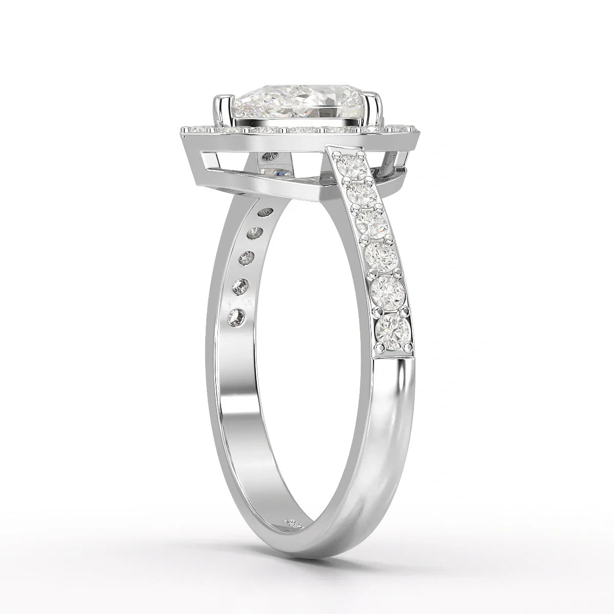 2.24 CT Pear Cut Halo Lab Diamond Ring