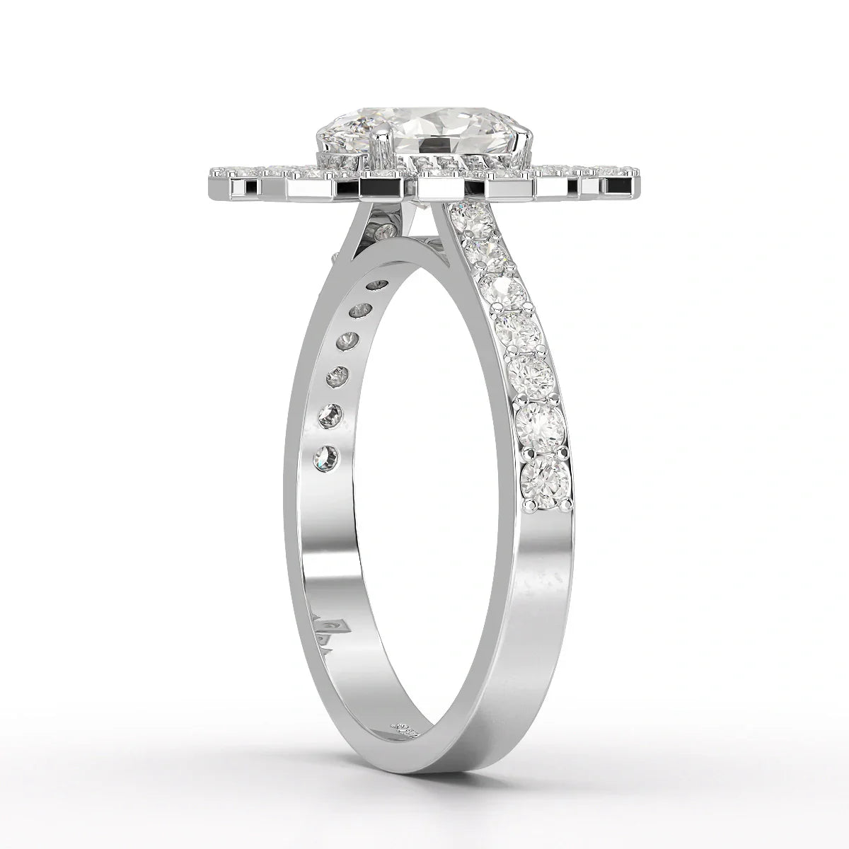 1.93 CT Oval Cut Halo Lab Diamond Ring