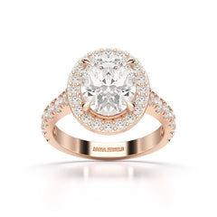 2.9 CT Oval Cut Halo Lab Diamond Ring
