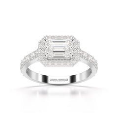 1.71 CT Emerald Cut Halo Lab Diamond Ring