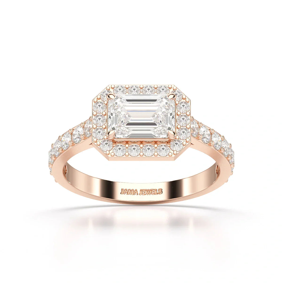 1.71 CT Emerald Cut Halo Lab Diamond Ring