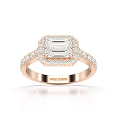 1.71 CT Emerald Cut Halo Lab Diamond Ring