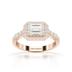 1.71 CT Emerald Cut Halo Lab Diamond Ring