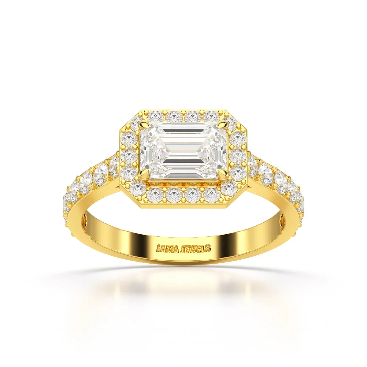 1.71 CT Emerald Cut Halo Lab Diamond Ring