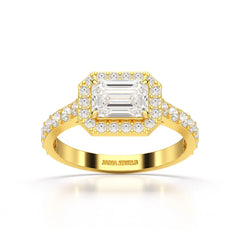 1.71 CT Emerald Cut Halo Lab Diamond Ring