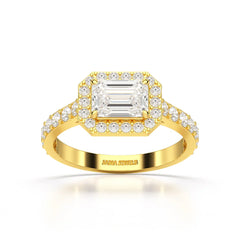 1.71 CT Emerald Cut Halo Lab Diamond Ring
