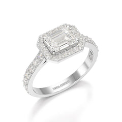 1.71 CT Emerald Cut Halo Lab Diamond Ring