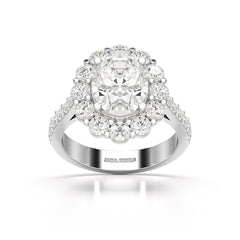 4 CT Oval Cut Halo Lab Diamond Ring