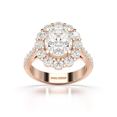 4 CT Oval Cut Halo Lab Diamond Ring