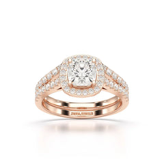 1.77 CT Cushion Cut Halo Layered Lab Diamond Ring