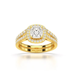 1.77 CT Cushion Cut Halo Layered Lab Diamond Ring