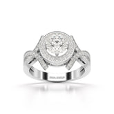 1.9 CT Round Cut Solitaire Halo Lab Diamond Ring