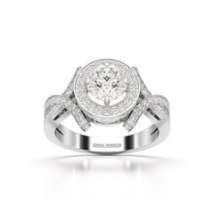 1.9 CT Round Cut Solitaire Halo Lab Diamond Ring