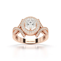 1.9 CT Round Cut Solitaire Halo Lab Diamond Ring