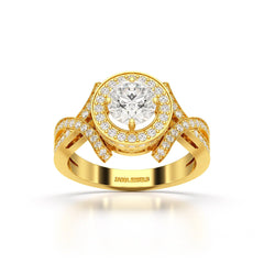 1.9 CT Round Cut Solitaire Halo Lab Diamond Ring