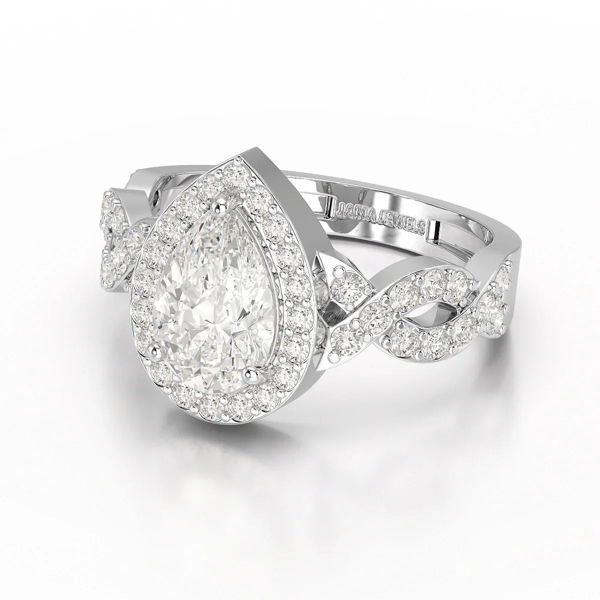 2.04 CT Pear Cut Halo Lab Diamond Ring