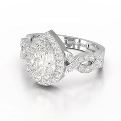 2.04 CT Pear Cut Halo Lab Diamond Ring