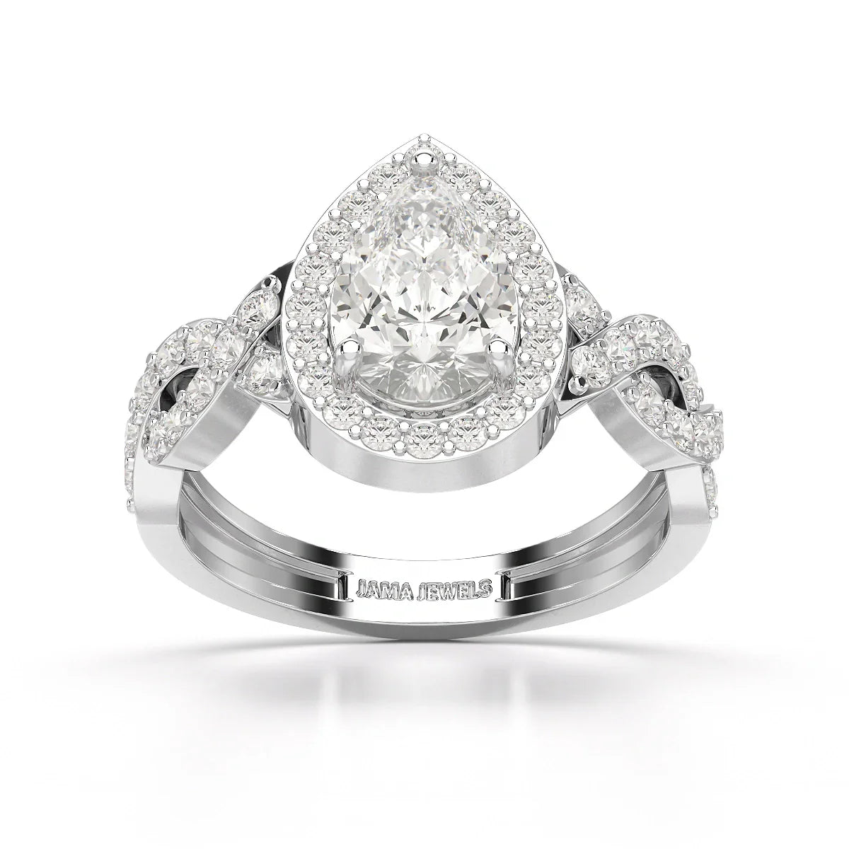 2.04 CT Pear Cut Halo Lab Diamond Ring