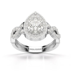 2.04 CT Pear Cut Halo Lab Diamond Ring
